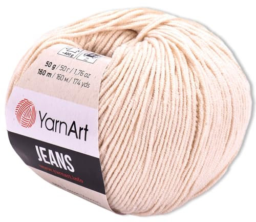 Frida's Wollhaus YarnArt 50 g Jeans Knitting Crochet Amigurumi Baby Wool Pastel Colours 63 Colours (05 | Champagne)