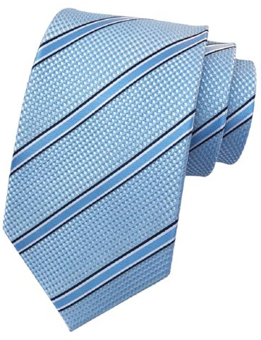 marysgift Krawatte Hellblau Elegante Herren Krawatte kariert in 8cm Breite Farben für jeden Anlass wie Hochzeit, Konfirmation, Abschlussball,D0086