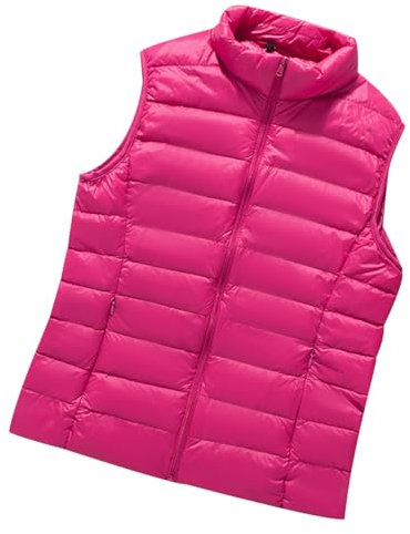 Gilet Piumino Donna Leggero Gilet Imbottito Donna Giubbotto Smanicato Donna Gilet Trapuntato Donna Giubbino Giacchetto Giacca Smanicato Donna Invernale Piumini Gilet Senza Maniche Donna Rosa XL