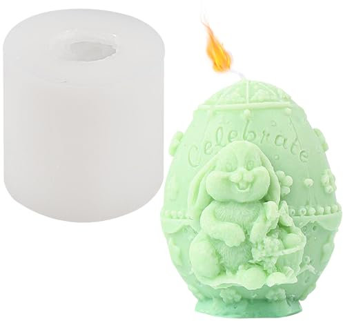 Silicone Bougies Parfumées Moules, Décorations de Pâques,œufs de Pâques Moules à Bougie pour la Décoration de la Maison, Moule en Silicone de Pâques 3D en Forme de Lapin de Pâques en Silicone