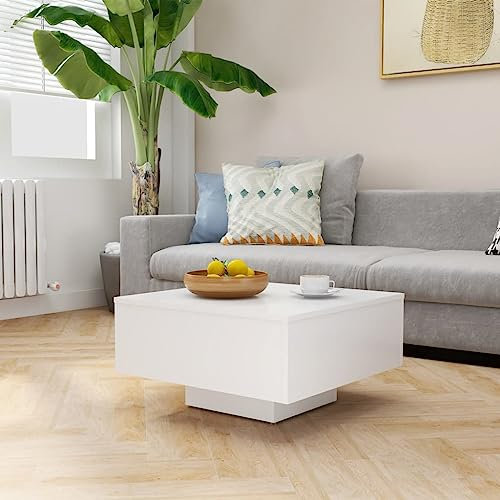 Tino Tech Couchtisch aus Holzwerkstoff 60x31,5 cm Weiß Cauchsofa Tisch Stubentisch Wohzimmer Couchtisch Coffe Table Center Table Beistelltisch Wohnzimmertisch Elegantes Aussehen
