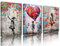Tucocoo Kunstwerke für Zuhause, Wände, Banksy, Schmetterling, kleines Mädchen, Straße, Pop-Art-Gemälde, 3 Stück, Leinwand, Graffiti, Liebe, modernes Kunstwerk, Heimdekoration für Wohnzimmer, gerahmt,