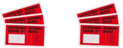 baytronic Dokumententaschen, DIN lang, rot schwarz bedruckt Lieferschein/Rechnung (1000 Stück) (Packung mit 2)