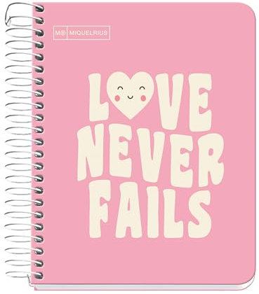 Miquelrius - Taccuino A6, taccuino, 1 nastro, 100 fogli 90 g/m², 7 mm a righe, senza foratura, copertina in cartone rigido, rosa