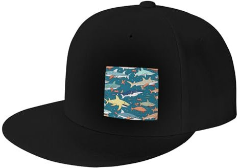 NEZIH Baseballkappe mit Haifisch-Motiv, Outdoor-Sport, Hip-Hop-Stil, verstellbare Kopfbedeckung, Unisex, Teens Cap, Schwarz, Einheitsgr��e
