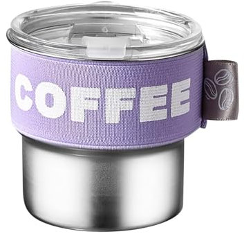 Genérico Taza Termo Café 400 ml, Viaje, Oficina - Térmica Reutilizable de Acero Inoxidable Con Tapa Hermética - Antigoteo para Coche (C)
