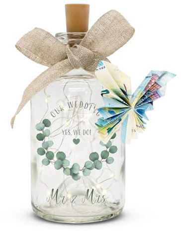 Amari ® Personalisiertes Flaschenlicht (Apotheker Flasche) - LED Dekoflaschen mit Korken, Beleuchtete Flasche, Leuchtflasche Geschenk für Hochzeit Geburtstag Ostern Muttertag