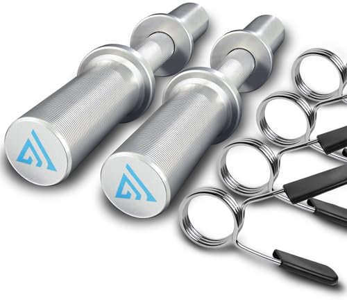 40,6 cm olympischer Hantelgriff, Kurzhantelstange für 5,1 cm olympische Hantelscheiben, belastbare Hanteln für Heim-Fitnessstudio, Krafttraining, 2 Paar Federverschlüsse im Lieferumfang enthalten,