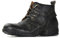 OSSTONE oscura nero retrò Design della punta in metallo per una maggiore resistenza agli urti Stivali da moto per uomo Caviglia camminare moda Lace-Up Pelle Chukka Stivali OS-6015-3-B-10-R
