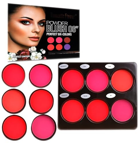 Katiluxiya Palette de Blush 6 Couleurs, Longue Durée Haute Pigment Mat, Pink Peach, Pour le Visage, Face Matte Palette (01, 02)