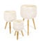 NATINDESIGN Blumentopf mit Beinen Vintage Weiß 3er Set | In- und Outdoor | Blumentopf mit Füßen Weiß | Echtholz Beine und Fibreclay Blumenkübel (3er Set)