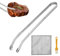 BBQ Grillzange Drehbar, Grillzange Edelstahl, BBQ Wurstzange Mit Pinsel, 38cm Grillzange Mit Rädchen, BBQ Würstchen Wendezange, Grill Hot Dog Wendezange, bbq Wurstdrehzange