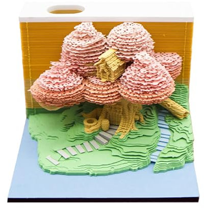 KALWEL Bloc-notes 3D – Arbre en fleurs de cerisier – Calendrier 2025 à détacher – Calendrier panoramique déchiré à la main – Calendrier artistique 3D – Ornements de bureau créatifs (calendrier)