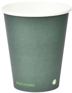 BIOFUTURE Disposable Paper Cups - Biodegradable Party Cups, 8oz Paper Cups, 100% Compostable Cups for Hot and Cold Drinks - Top Party Supplies, Eco-Friendly (50 Paper Cups) (Green, 8oz)