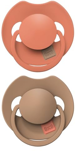 Difrax LOVI Dynamischer Schnuller 6 bis 18 Monate - Orange & Braun - 2 Stück