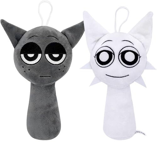 UptVin 2 Stück S-prunki Kuscheltier, Weiches Plüschspielzeug 24cm Plüschtier für Kinder Fans, Geburtstag Weihnachten Deko (Weiß & Grau)