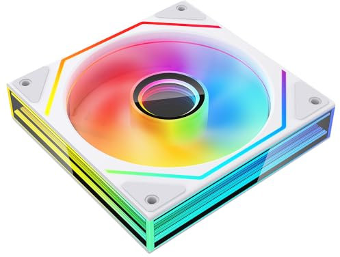 TZMRIT Prism 6MAX 120mm Infinite Mirror ARGB PC Fan with PWM Control And ARGB Effect,Three-Sided Infinite Mirror on The Side (WH)