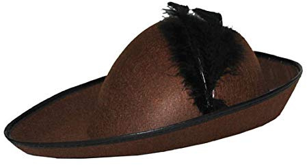 LP Divertissements Chapeau robin des bois plat avec plume brun