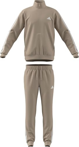 adidas Homme Sportswear Basic 3 Stripes Tricot Track Suit, Crystal Linen/white, XS