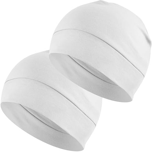 EINSKEY Fahrradmütze Unter Helm, Leichte Dünne Baumwollmütze für Herren und Damen, Perfekt als Schlafmütze, Laufmütze, Skull Cap oder Chemo Kopfbedeckung - 2er Pack