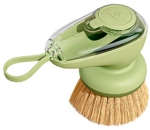 Square Brush with Soap Dispenser: Manual Dishwashers for Dishes, Pots and Sink, Kitchen Utensil Brush | Cleaning Brush with Integrated Soap Dispenser, Brush
