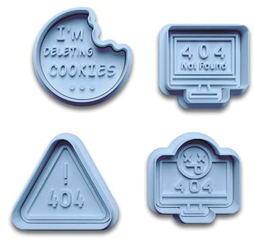Keksausstecher Set 404 & HTTP Cookies – Nerd-Geschenk für Webdesigner & Programmierer – zweiteilig mit Stempel – PLA-Ausstecher für kreative Plätzchen