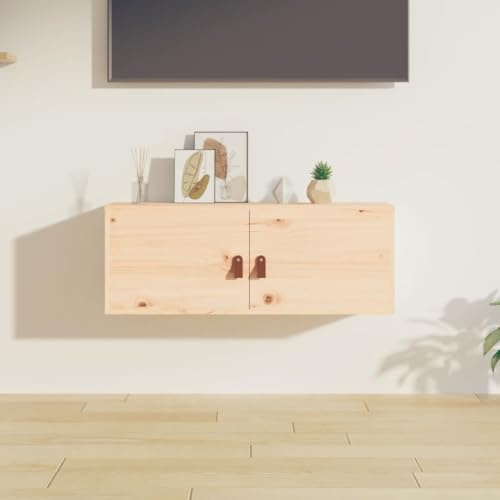 RMIHSJG Massiver Kiefernholz Wandschrank mit rustikaler Maserung, großer Hängeschrank für Stauraum Optimierung, dekorativer Lagerschrank zur Wandmontage ohne Bodenplatz