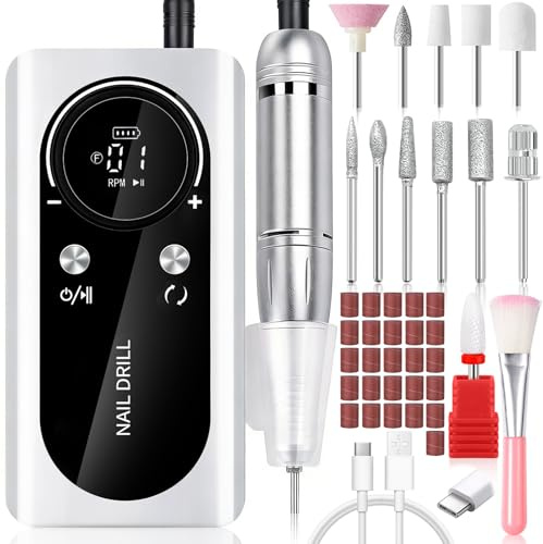 AMCHLEL Ponceuse Pour Ongles Professionnel, Lime A Ongle Electrique 45000 Rpm, Coupe-ongles électrique avec écran LCD,Nail Drill Set, Kit Manucure Professionnel Pour Ongles Acryliques Et Gels