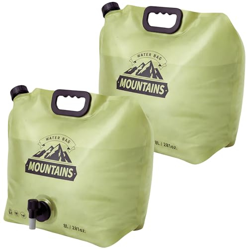 CoreMuse Camping Water Container 2 Gallon Collapsible Water Jug with Spout - Reusable Plastic Flasks, Foldable Empty Gallon Jug for Water Storage, Water Bag for Outdoor Hiking Emergency Prep (2 Pack)