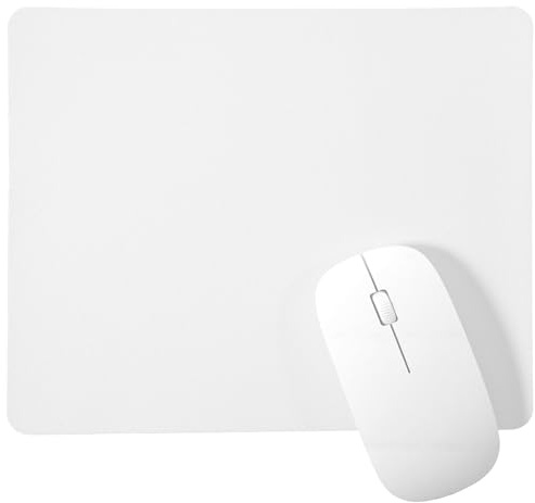 Ymapinc 25x20cm White Mouse Pad, Ultra-Thin Mouse Mat with Non-Slip Base for Computer Gaming Laptop, Home Office Use