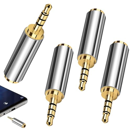 Simsky 4 Stück Audio-Adapter, 2,5 mm Stecker auf 3,5 mm Buchse Klinke Adapter, als Klinkenstecker Adapter für Kopfhörer, Headset, Mikrofon & andere Audiogeräte
