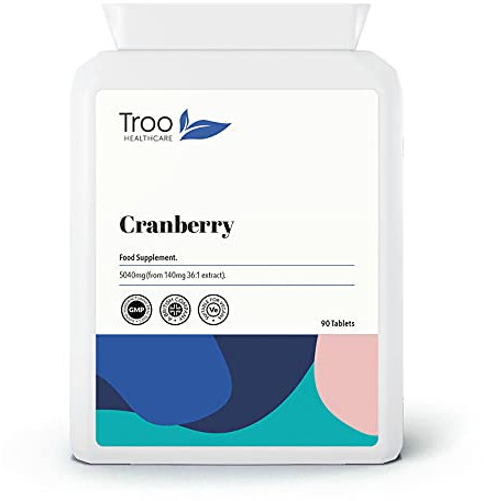 Troo Health Care Cranberry Supplement 5040 mg 90 Vegan Tablets - One Easy Swallow Tablet Per Day - High Strength Extract from Vaccinium Macrocarpon Cranberries - for Men and Women - 3 Month Supply