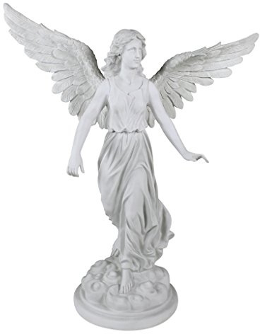 Design Toscano KY1174 Angel of Patience Statue, Large, 95.5 cm, Polyresin, Antique Stone, Off White