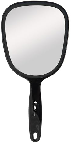 Diane Handheld Mirror with Handle, 1X Magnification, Black, 5 x 11