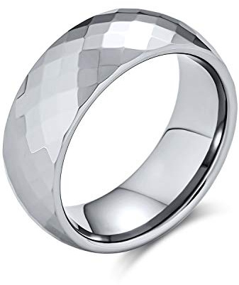 Bling Jewelry Paare Multi Facettiert Prisma Schliff Titan Eheringe Für Männer Für Frauen Silber Ton Komfort Fit 8Mm