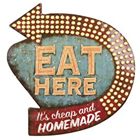 Creative Co-Op Eat Here Tin Retro Wall Decor, Multi Color