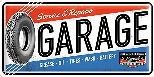 Nostalgic-Art Retro Blechschild, 25 x 50 cm, Garage – Geschenk-Idee für Motor-Fans, aus Metall, Vintage Design, Blechschilder Sprüche