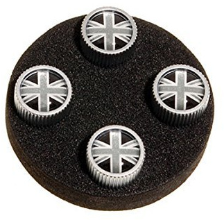 Land Rover LR027666 Ventilabdeckung, Union Jack-Design, 4 Stück, Grau und Schwarz