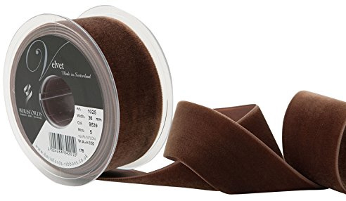 Berisfords Velvet Ribbon Tabac 45mm x 10m - Nylon Craft Ribbon for Sewing, Gift Wrapping and Hair Accessories