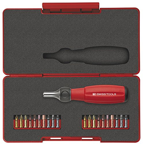 PB Swiss Tools Bithalter Mit Ratsche Für PrecisionBits C6 1/4, Set In Praktischer ToolBox