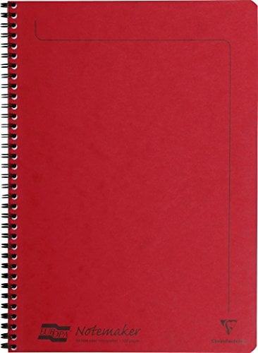 Clairefontaine 4868Z - Notizheft mit Spiralbindung Europa Notemakers 60 Blatt mikroperforiert 21x29,7 cm 90g liniert, 1 Stück, Rot