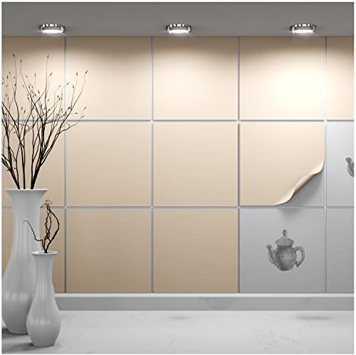 FoLIESEN Set de 40 Adhesivos para Azulejos de baño y Cocina – 20 x 20 cm – Marfil Mate