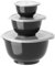 Rosti Margrethe Schüssel Set, Rührschüssel Set, 6-Teilig mit 3 Rührschüsseln und 3 Deckel, Teigschüssel aus Recycelbarem Kunststoff, 0,25 Liter, 0,75 Liter und 3 Liter, Carbon Black (Schwarz)