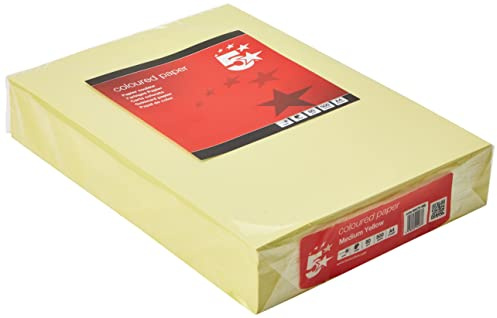 5 Star Coloured Copier Paper Multifunctional Ream-Wrapped 80gsm A4 Medium Yellow [500 Sheets]