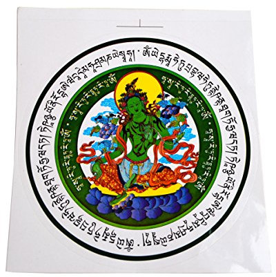 Feng Shui W1620 Tara Amulett-Schlüsselanhänger, grün mit rotem Mxsabrina-Armband, 5 Stück