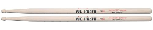 Vic Firth American Classic 5APG PureGrit Baguettes, sans Laque de Finition, avec Texture Abrasive en Bois