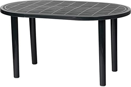 Resol Gala 4 Seater Garden Table - Grey - 73cm x 140cm - Heavy Duty Polypropylene Plastic Outdoor Plastic Oval-Shaped Patio Dining Table for Garden, Patio, Outdoor, Beach, Pool