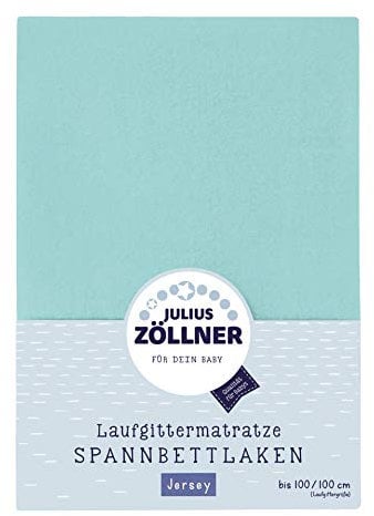 Julius Zöllner 8390347600 Jersey Spanntuch, passend für Laufgittermatratzen 68x90 bis 100x100 cm, Mint