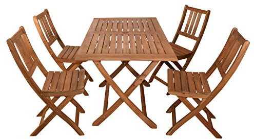 SAM 5-TLG. Gartengruppe Callao, 1x Tisch 120x70 cm + 4X Klappstuhl Blossom