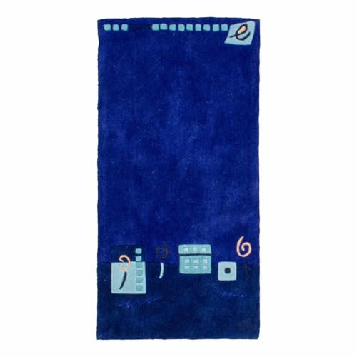 Lifetex.eu Teppich Brücke Modern ca. 65 x 130 cm Blau handtuft Polyacryl Modern hochwertiger Teppich